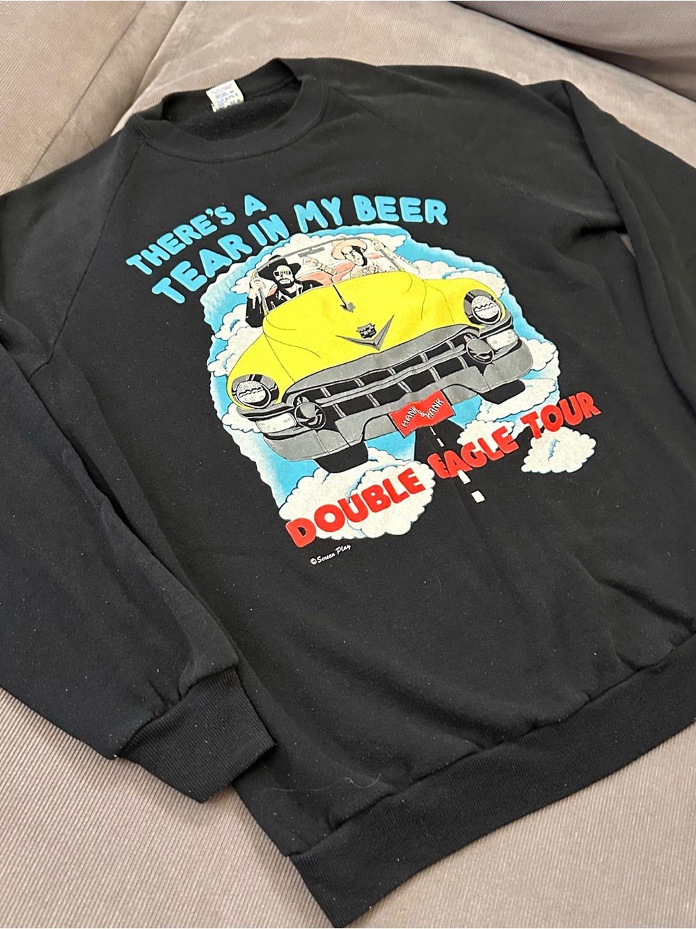 VTG 80s Hank Williams There’s A Tear In My Beer Double Eagle Tour Sweatshirt XXL - Picture 2 of 10